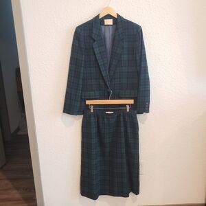 Vintage Pendleton Womens 2 Piece Suit Size 14/16 Tartan Plaid Wool Skirt Blazer